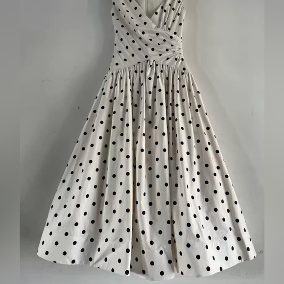 Self-Portrait Cream Polka Dot Cotton Midi Dress - Picture 7 of 13